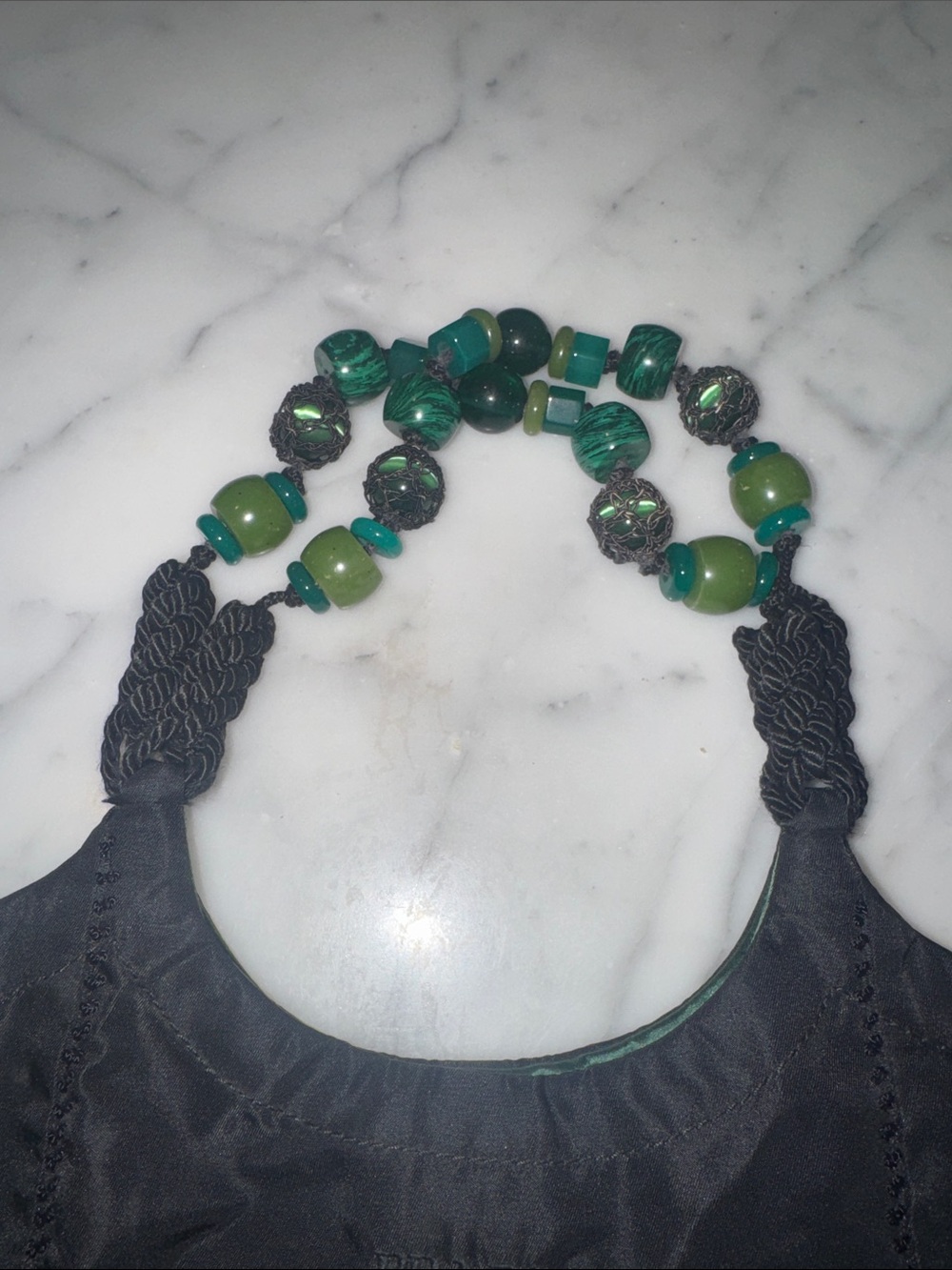 Prada Malachite Beaded Tessuto Shoulder Bag - Picture 3 of 5
